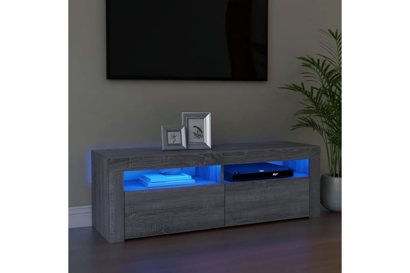 TV-taso LED-valoilla harmaa Sonoma 120x35x40 cm - Harmaa - Huonekalut - TV- & Mediakalusteet - Tv taso & Mediataso