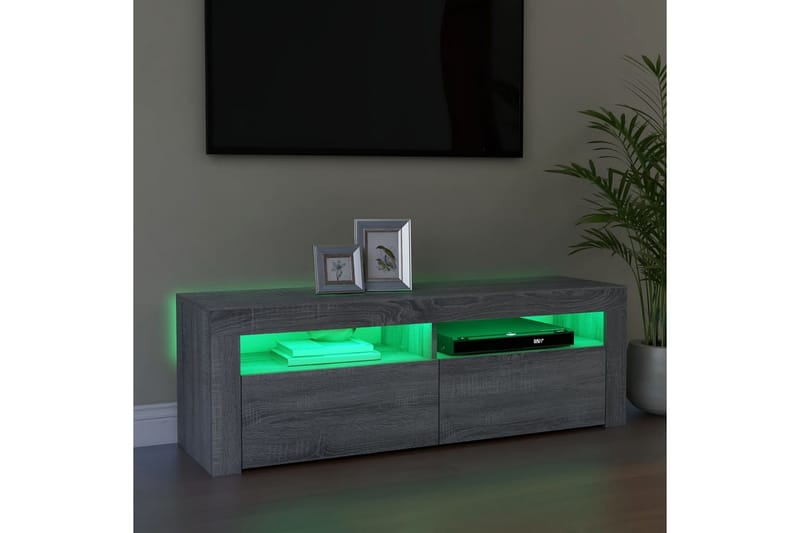 TV-taso LED-valoilla harmaa Sonoma 120x35x40 cm - Harmaa - Huonekalut - TV- & Mediakalusteet - Tv taso & Mediataso