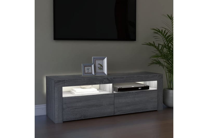 TV-taso LED-valoilla harmaa Sonoma 120x35x40 cm - Harmaa - Huonekalut - TV- & Mediakalusteet - Tv taso & Mediataso