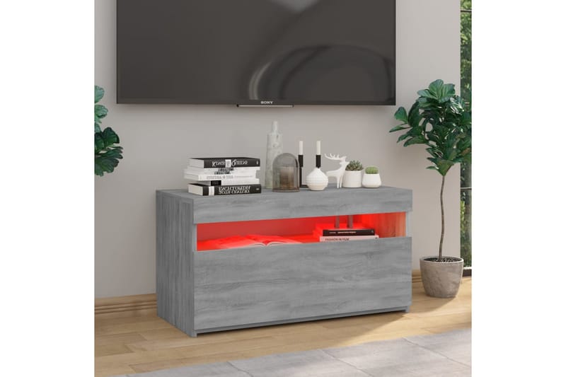 TV-taso LED-valoilla harmaa Sonoma 75x35x40 cm - Harmaa - Huonekalut - TV- & Mediakalusteet - Tv taso & Mediataso