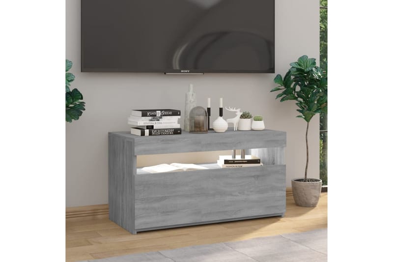 TV-taso LED-valoilla harmaa Sonoma 75x35x40 cm - Harmaa - Huonekalut - TV- & Mediakalusteet - Tv taso & Mediataso
