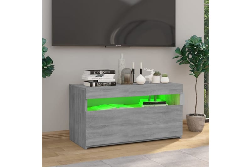 TV-taso LED-valoilla harmaa Sonoma 75x35x40 cm - Harmaa - Huonekalut - TV- & Mediakalusteet - Tv taso & Mediataso