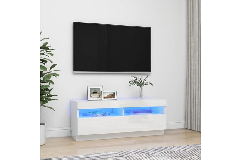 TV-taso LED-valoilla korkeakiilto valkoinen 100x35x40 cm - Huonekalut - TV- & Mediakalusteet - Tv taso & Mediataso