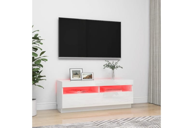 TV-taso LED-valoilla korkeakiilto valkoinen 100x35x40 cm - Huonekalut - TV- & Mediakalusteet - Tv taso & Mediataso