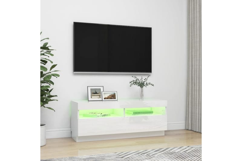 TV-taso LED-valoilla korkeakiilto valkoinen 100x35x40 cm - Huonekalut - TV- & Mediakalusteet - Tv taso & Mediataso