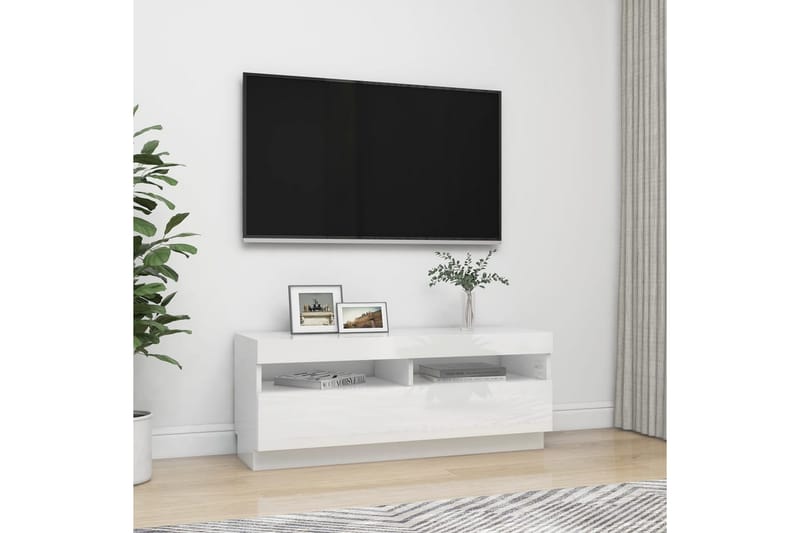 TV-taso LED-valoilla korkeakiilto valkoinen 100x35x40 cm - Huonekalut - TV- & Mediakalusteet - Tv taso & Mediataso