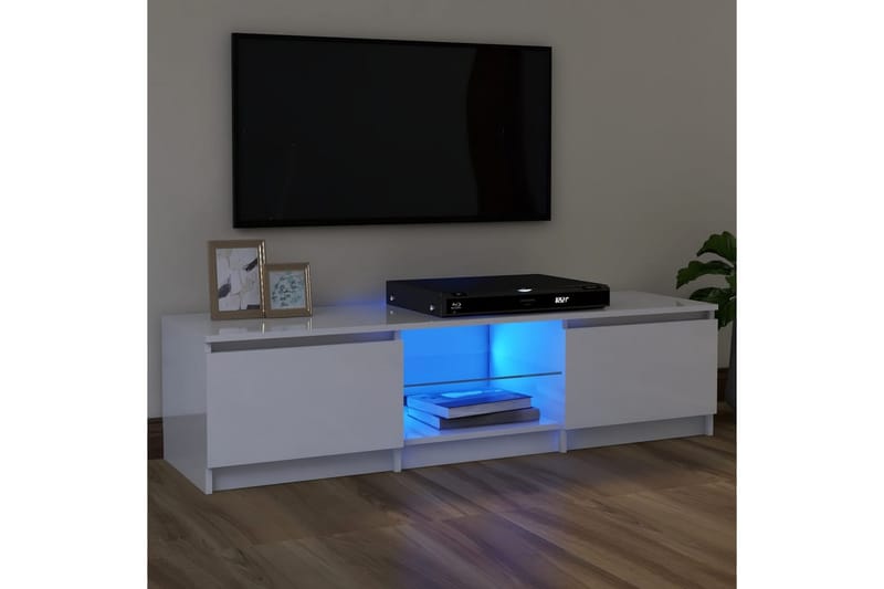TV-taso LED-valoilla korkeakiilto valkoinen 120x30x35,5 cm - Huonekalut - TV- & Mediakalusteet - Tv taso & Mediataso