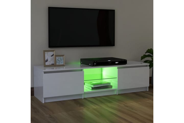 TV-taso LED-valoilla korkeakiilto valkoinen 120x30x35,5 cm - Tv taso & Mediataso