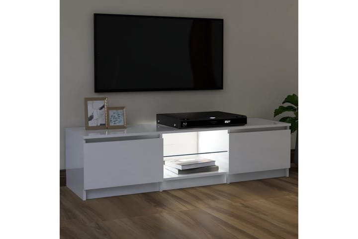TV-taso LED-valoilla korkeakiilto valkoinen 120x30x35,5 cm - Tv taso & Mediataso