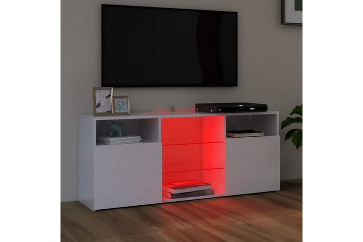 TV-taso LED-valoilla korkeakiilto valkoinen 120x30x50 cm - Tv taso & Mediataso