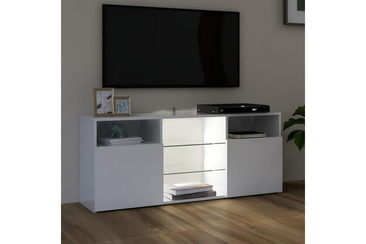 TV-taso LED-valoilla korkeakiilto valkoinen 120x30x50 cm - Tv taso & Mediataso