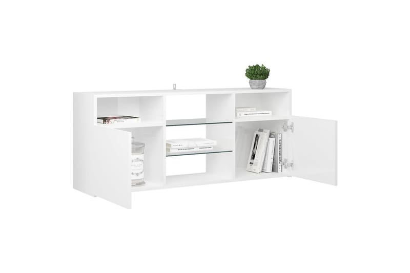 TV-taso LED-valoilla korkeakiilto valkoinen 120x30x50 cm - Huonekalut - TV- & Mediakalusteet - Tv taso & Mediataso