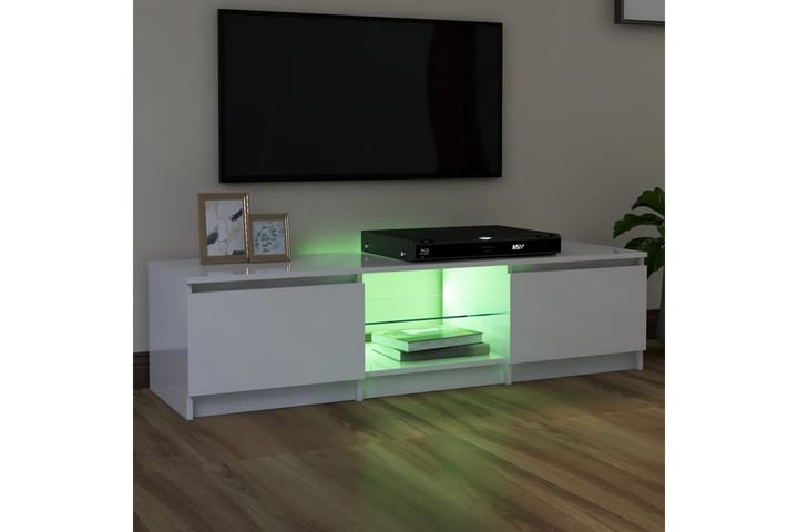 TV-taso LED-valoilla korkeakiilto valkoinen 140x40x35,5 cm - Tv taso & Mediataso