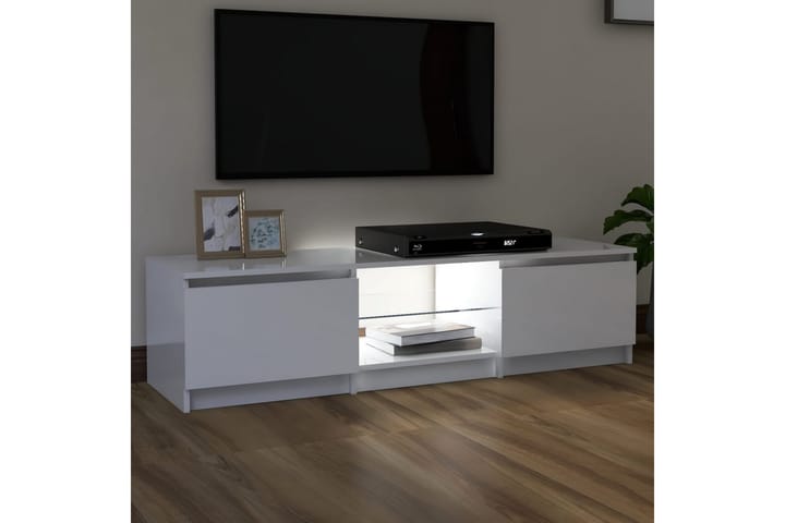 TV-taso LED-valoilla korkeakiilto valkoinen 140x40x35,5 cm - Tv taso & Mediataso