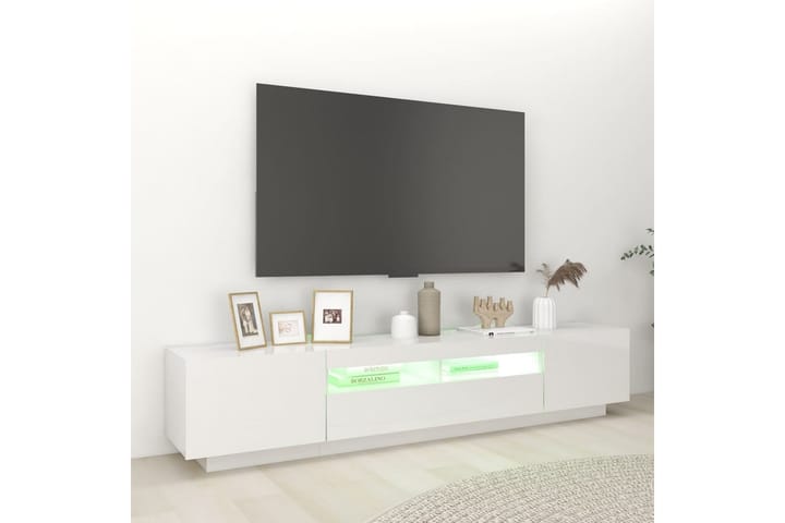 TV-taso LED-valoilla korkeakiilto valkoinen 200x35x40 cm - Valkoinen - Tv taso & Mediataso