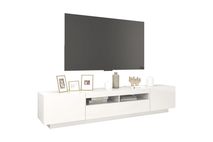 TV-taso LED-valoilla korkeakiilto valkoinen 200x35x40 cm - Valkoinen - Tv taso & Mediataso