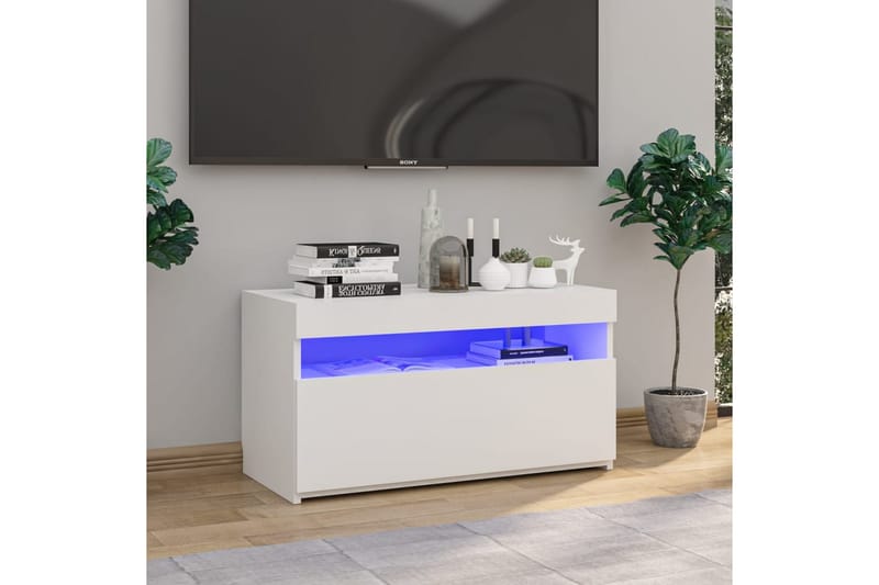 TV-taso LED-valoilla korkeakiilto valkoinen 75x35x40 cm - Valkoinen - Huonekalut - TV- & Mediakalusteet - Tv taso & Mediataso
