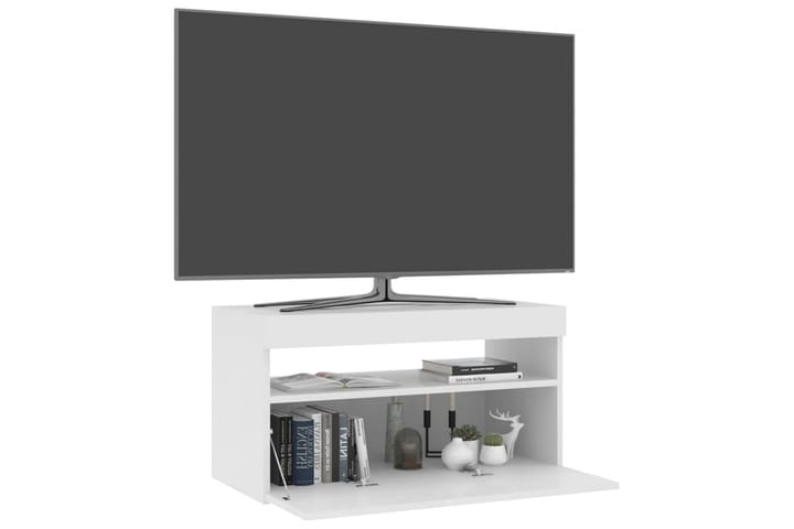 TV-taso LED-valoilla korkeakiilto valkoinen 75x35x40 cm - Valkoinen - Tv taso & Mediataso