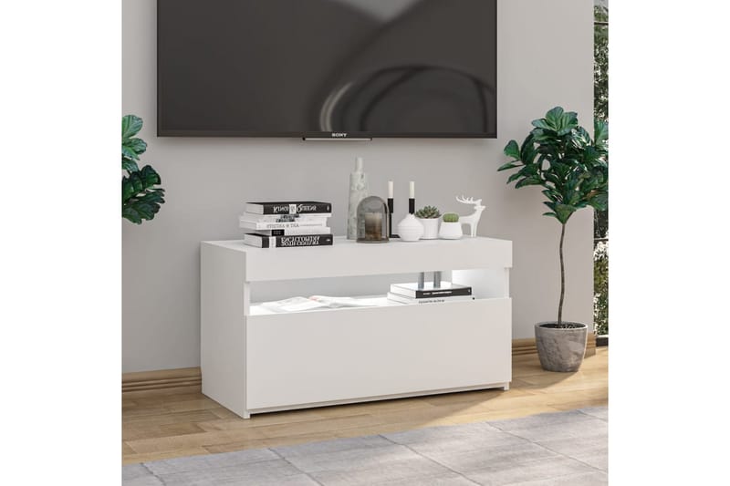TV-taso LED-valoilla korkeakiilto valkoinen 75x35x40 cm - Valkoinen - Huonekalut - TV- & Mediakalusteet - Tv taso & Mediataso