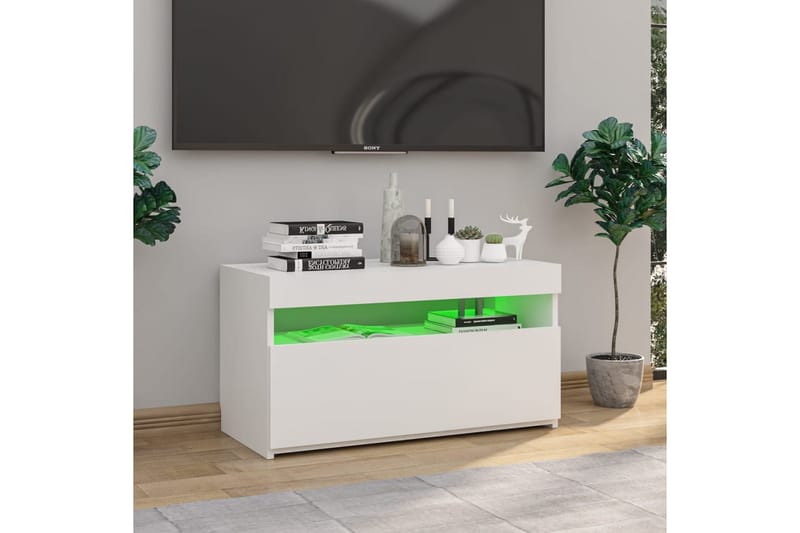 TV-taso LED-valoilla korkeakiilto valkoinen 75x35x40 cm - Valkoinen - Huonekalut - TV- & Mediakalusteet - Tv taso & Mediataso