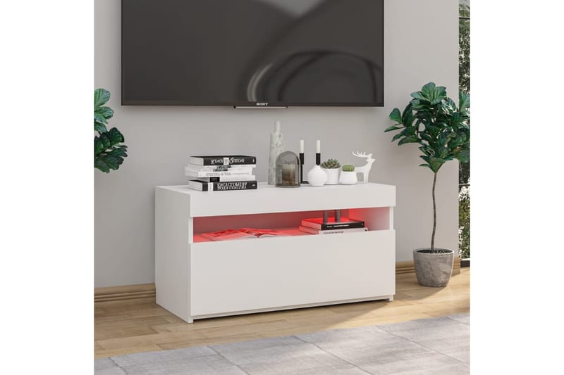 TV-taso LED-valoilla korkeakiilto valkoinen 75x35x40 cm - Valkoinen - Huonekalut - TV- & Mediakalusteet - Tv taso & Mediataso
