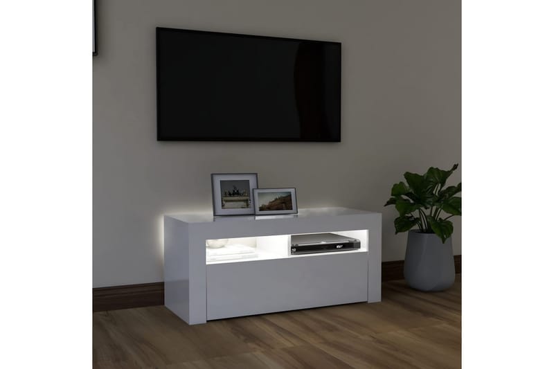 TV-taso LED-valoilla korkeakiilto valkoinen 90x35x40 cm - Huonekalut - TV- & Mediakalusteet - Tv taso & Mediataso
