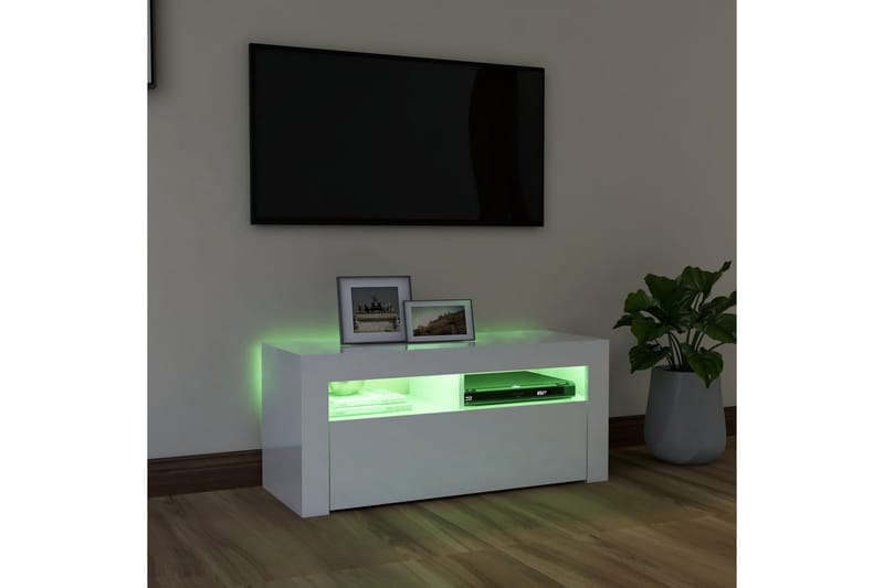 TV-taso LED-valoilla korkeakiilto valkoinen 90x35x40 cm - Huonekalut - TV- & Mediakalusteet - Tv taso & Mediataso