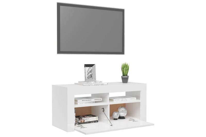 TV-taso LED-valoilla korkeakiilto valkoinen 90x35x40 cm - Huonekalut - TV- & Mediakalusteet - Tv taso & Mediataso