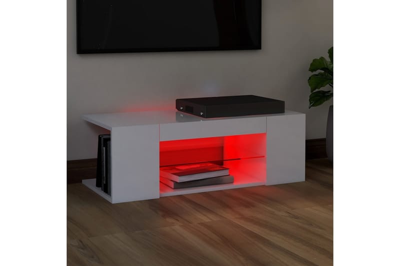 TV-taso LED-valoilla korkeakiilto valkoinen 90x39x30 cm - Huonekalut - TV- & Mediakalusteet - Tv taso & Mediataso