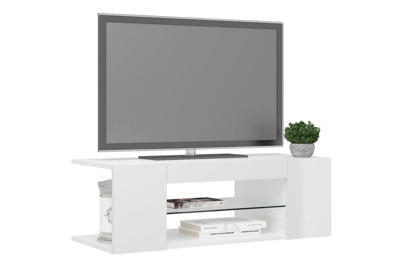 TV-taso LED-valoilla korkeakiilto valkoinen 90x39x30 cm - Huonekalut - TV- & Mediakalusteet - Tv taso & Mediataso