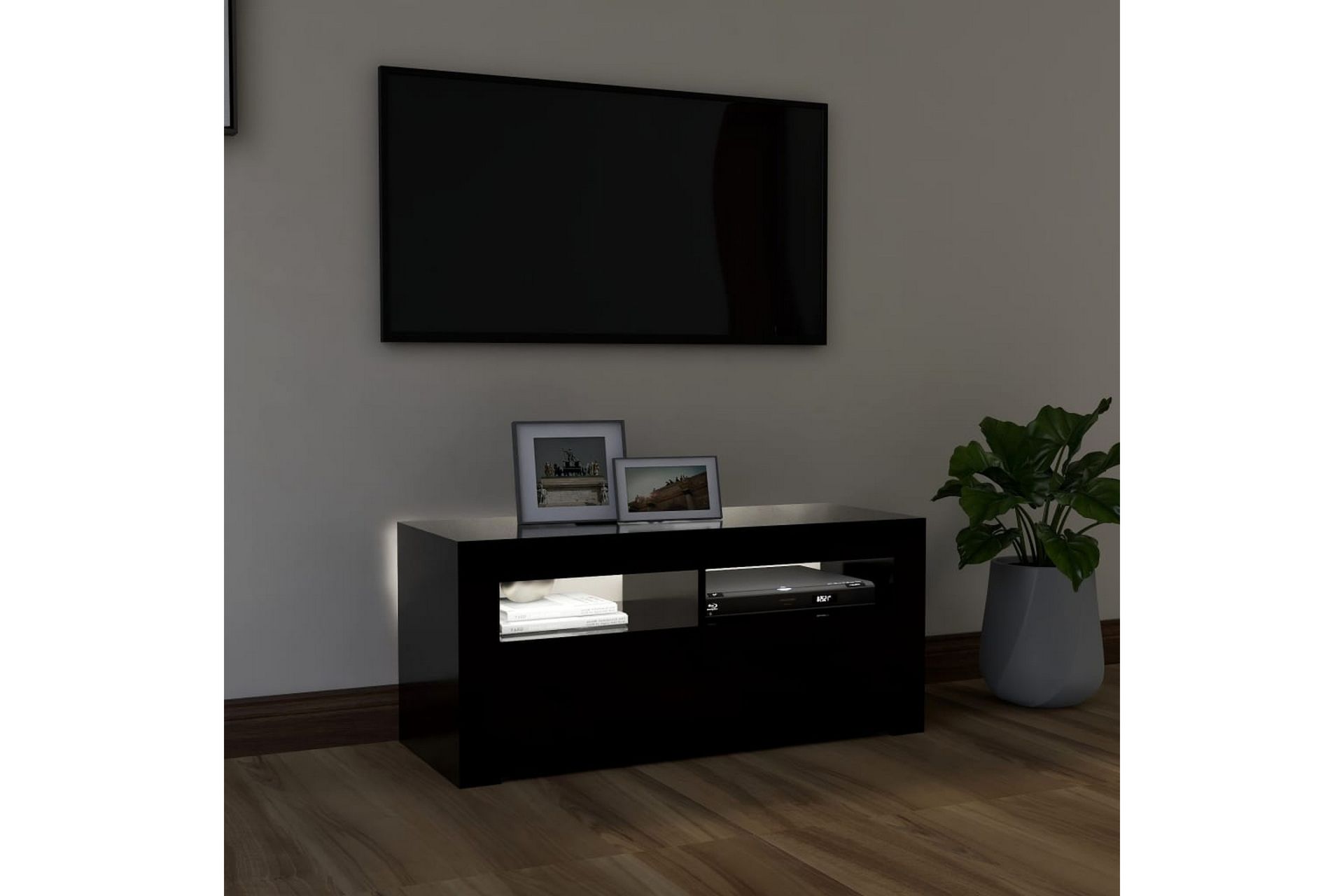 TV-taso LED-valoilla musta 90x35x40 cm - Huonekalut - TV- & Mediakalusteet - Tv taso & Mediataso