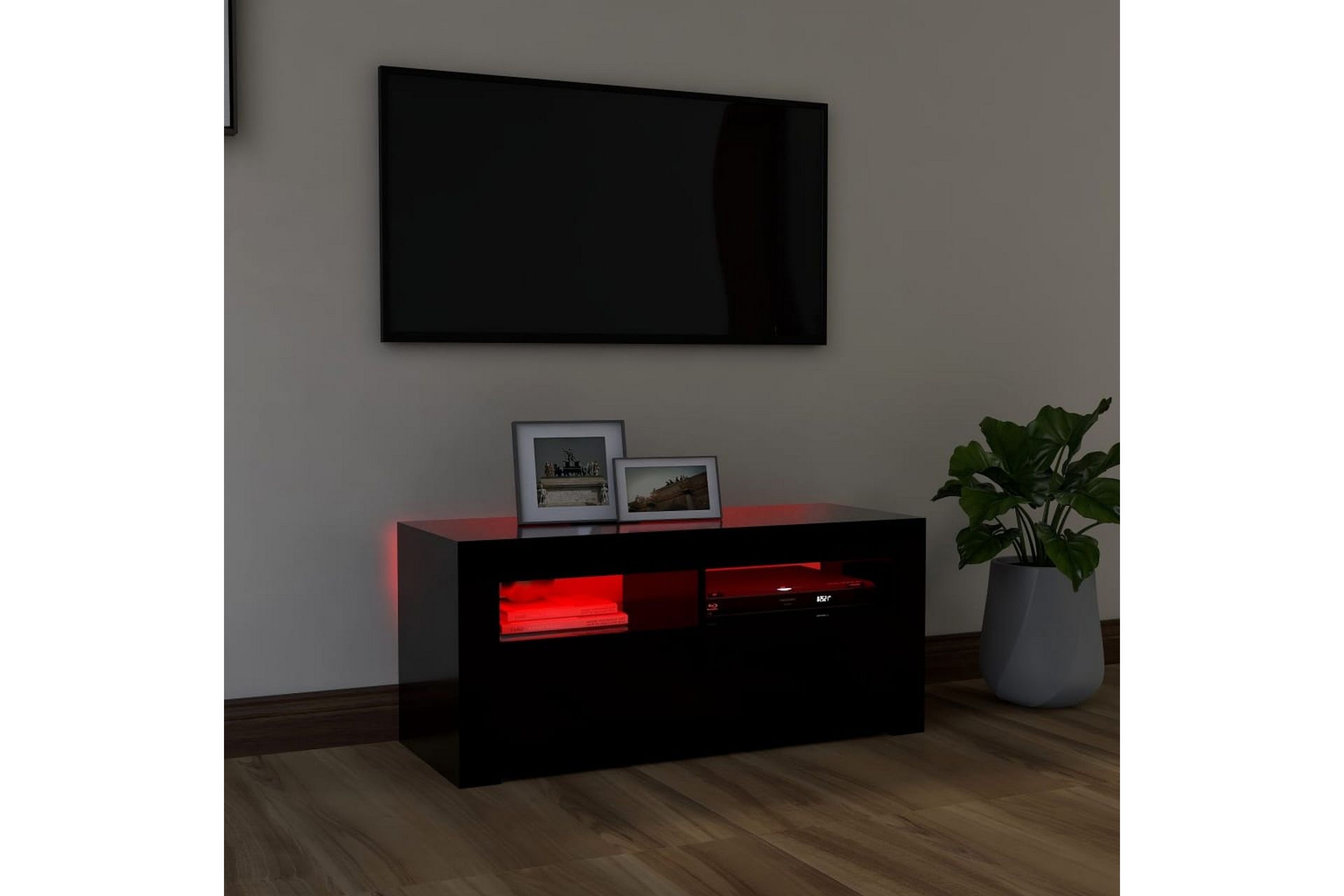 TV-taso LED-valoilla musta 90x35x40 cm - Huonekalut - TV- & Mediakalusteet - Tv taso & Mediataso