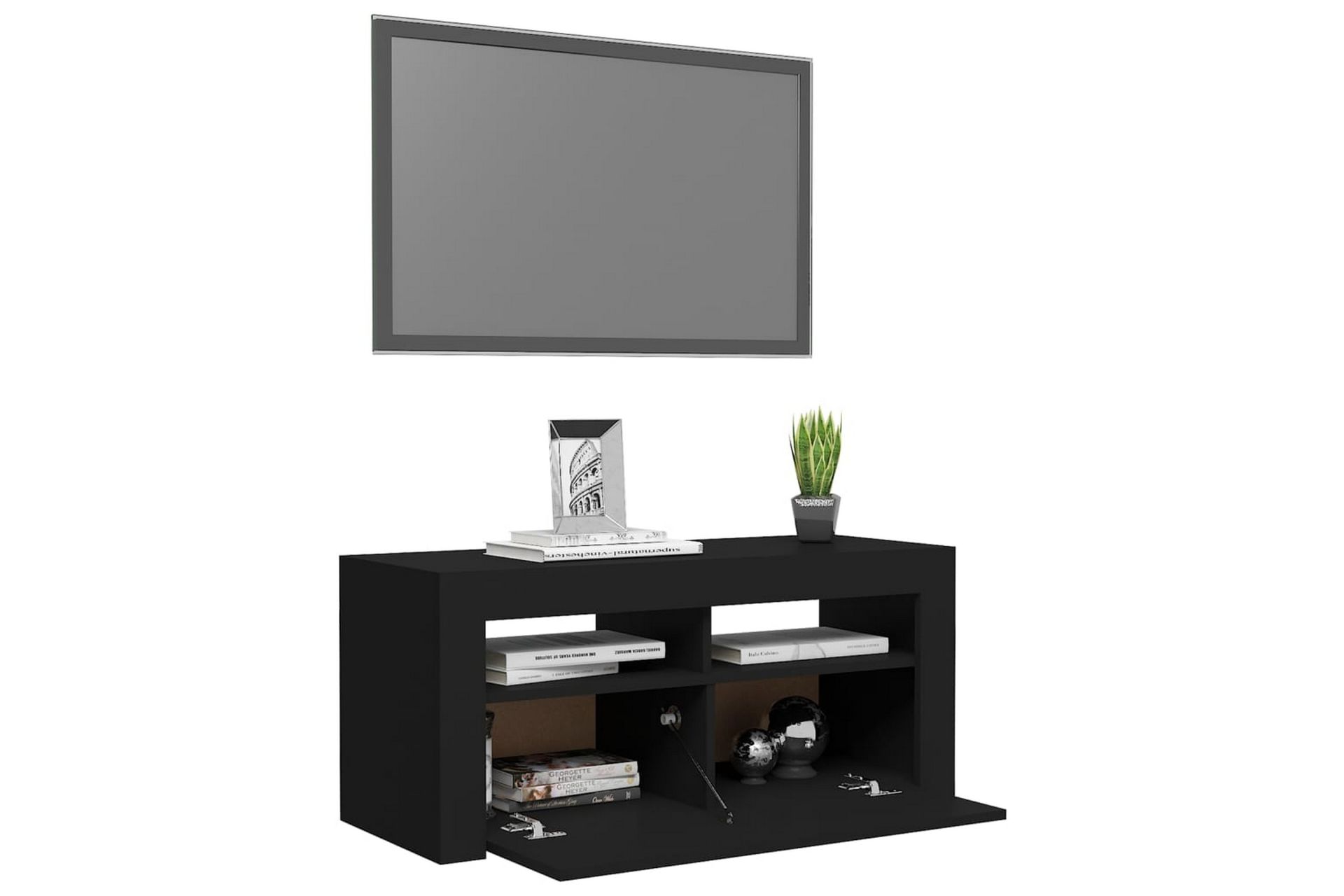 TV-taso LED-valoilla musta 90x35x40 cm - Huonekalut - TV- & Mediakalusteet - Tv taso & Mediataso