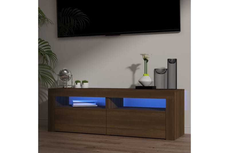 TV-taso LED-valoilla ruskea tammi 120x35x40 cm - Ruskea - Tv taso & Mediataso