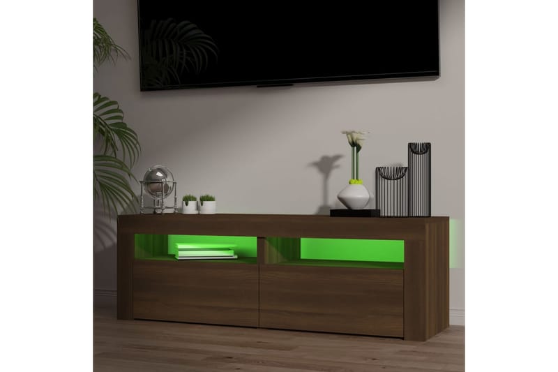 TV-taso LED-valoilla ruskea tammi 120x35x40 cm - Ruskea - Tv taso & Mediataso