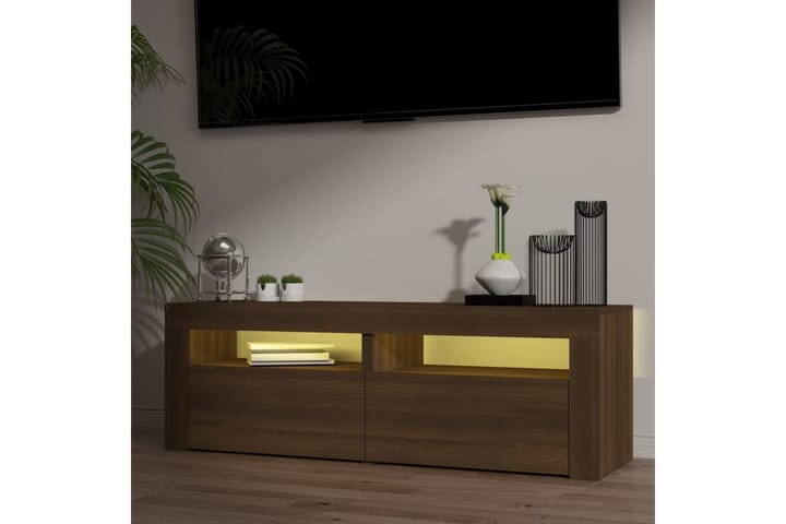 TV-taso LED-valoilla ruskea tammi 120x35x40 cm - Ruskea - Tv taso & Mediataso