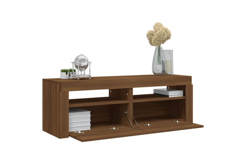 TV-taso LED-valoilla ruskea tammi 120x35x40 cm - Ruskea - Huonekalut - TV- & Mediakalusteet - Tv taso & Mediataso