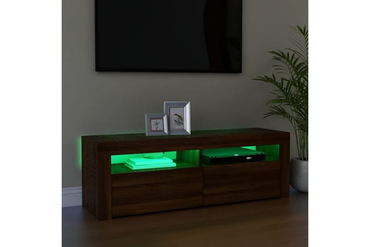 TV-taso LED-valoilla ruskea tammi 120x35x40 cm - Ruskea - Tv taso & Mediataso