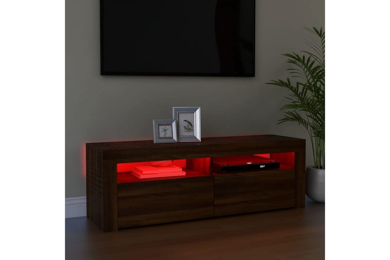 TV-taso LED-valoilla ruskea tammi 120x35x40 cm - Ruskea - Huonekalut - TV- & Mediakalusteet - Tv taso & Mediataso