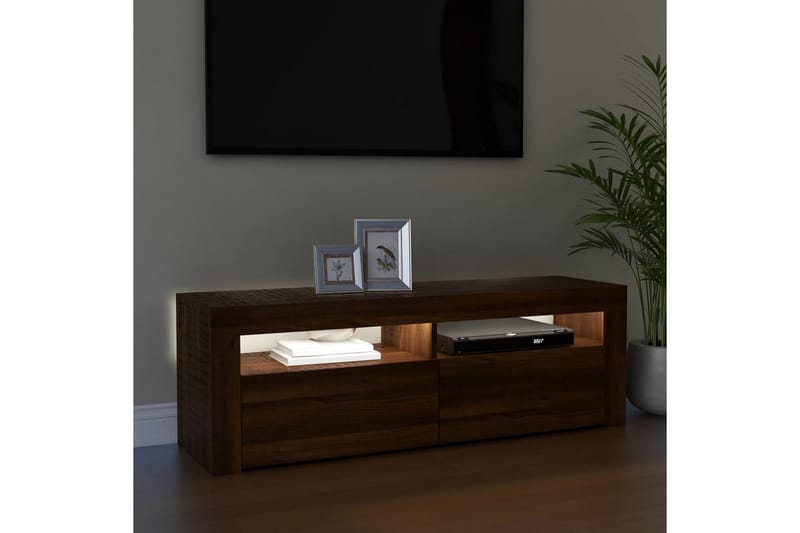TV-taso LED-valoilla ruskea tammi 120x35x40 cm - Ruskea - Huonekalut - TV- & Mediakalusteet - Tv taso & Mediataso