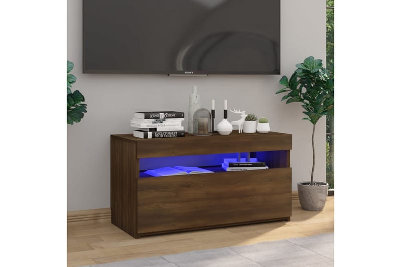 TV-taso LED-valoilla ruskea tammi 75x35x40 cm - Ruskea - Huonekalut - TV- & Mediakalusteet - Tv taso & Mediataso
