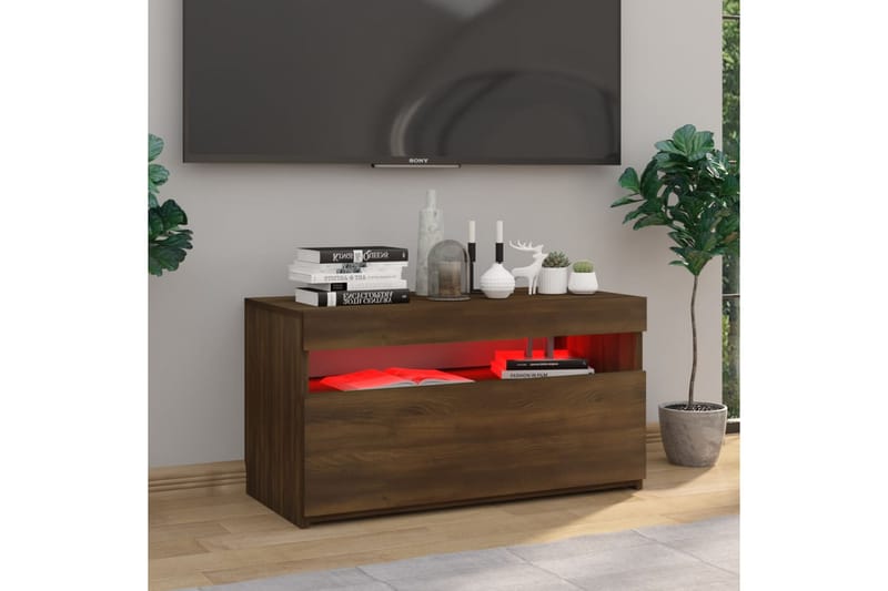 TV-taso LED-valoilla ruskea tammi 75x35x40 cm - Ruskea - Huonekalut - TV- & Mediakalusteet - Tv taso & Mediataso