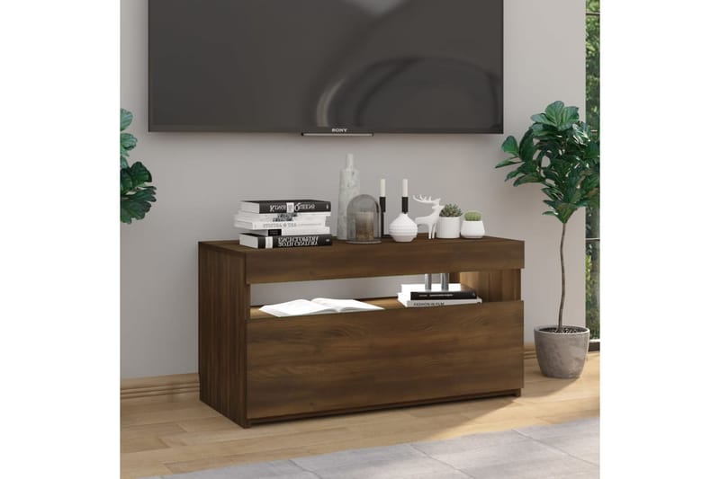 TV-taso LED-valoilla ruskea tammi 75x35x40 cm - Ruskea - Huonekalut - TV- & Mediakalusteet - Tv taso & Mediataso