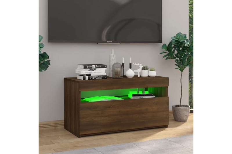 TV-taso LED-valoilla ruskea tammi 75x35x40 cm - Ruskea - Huonekalut - TV- & Mediakalusteet - Tv taso & Mediataso