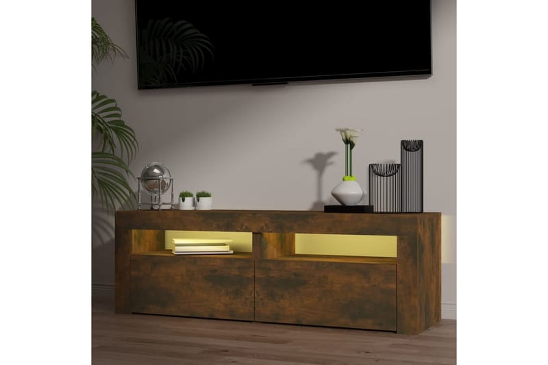 TV-taso LED-valoilla savutammi 120x35x40 cm - Ruskea - Huonekalut - TV- & Mediakalusteet - Tv taso & Mediataso