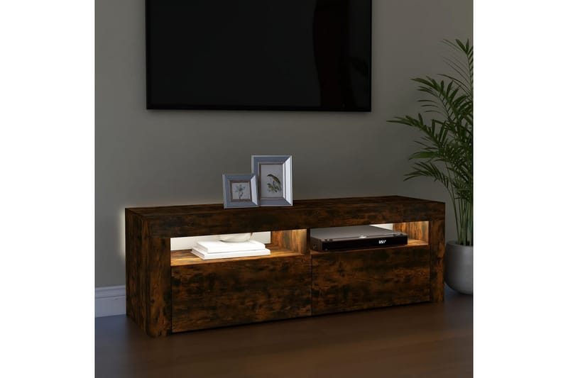 TV-taso LED-valoilla savutammi 120x35x40 cm - Ruskea - Huonekalut - TV- & Mediakalusteet - Tv taso & Mediataso
