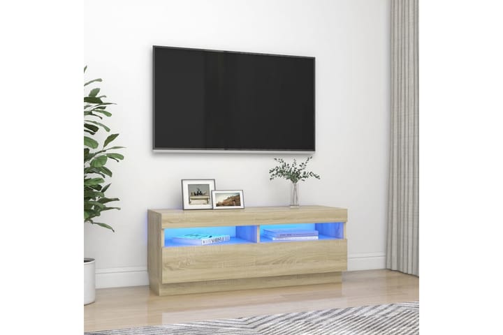 TV-taso LED-valoilla Sonoma-tammi 100x35x40 cm - Tv taso & Mediataso