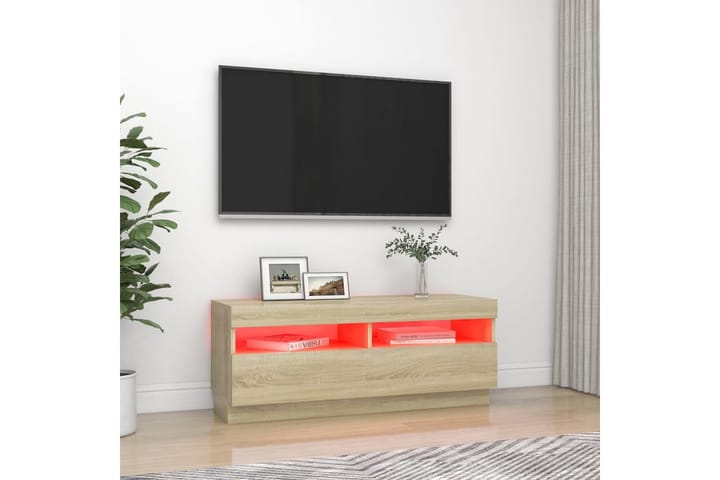 TV-taso LED-valoilla Sonoma-tammi 100x35x40 cm - Tv taso & Mediataso