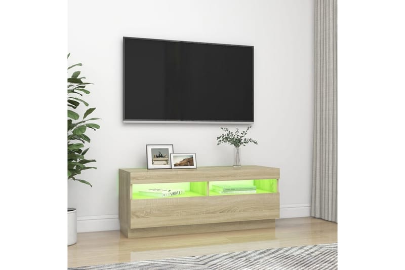 TV-taso LED-valoilla Sonoma-tammi 100x35x40 cm - Huonekalut - TV- & Mediakalusteet - Tv taso & Mediataso