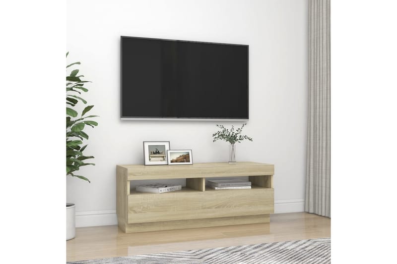 TV-taso LED-valoilla Sonoma-tammi 100x35x40 cm - Huonekalut - TV- & Mediakalusteet - Tv taso & Mediataso